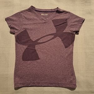 Under Armour girls size 4 2 tone purple shirt, logo is sparkly